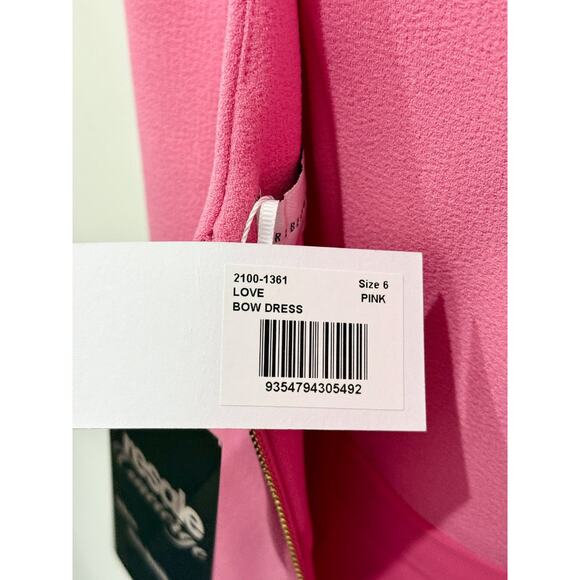 NWT Rebecca Valance Love Bow Sleeveles V-Neck Midi Sheath Dress Pink Women's 6 - Picture 8 of 10